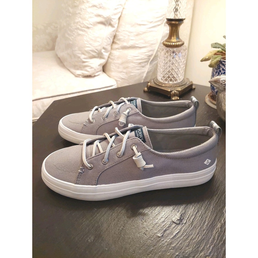 Sperry Women's Crest Vibe Grey Canvas Sneakers/Boat Leather Laces Sz 7.5M NEW! - Picture 5 of 13